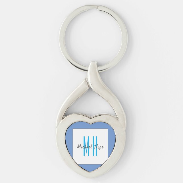 Modern Monogram Initials Professional Plain Simple Keychain (Front)