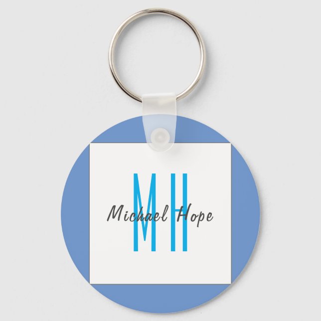 Modern Monogram Initials Professional Plain Simple Keychain (Front)