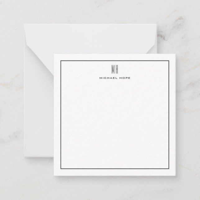 Modern Monogram Initials Professional Plain Simple Note Card (Front)