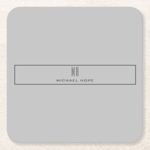 Modern Monogram Initials Professional Plain Simple Square Paper Coaster