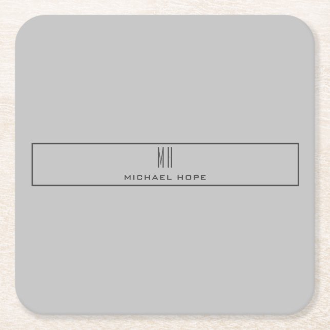 Modern Monogram Initials Professional Plain Simple Square Paper Coaster (Front)