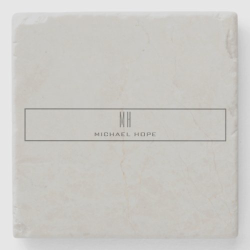 Modern Monogram Initials Professional Plain Simple Stone Coaster