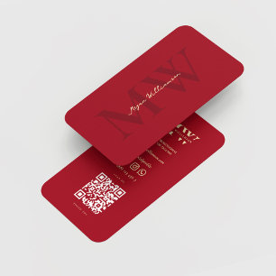 Modern Monogram Initials Professional Red Wine Business Card