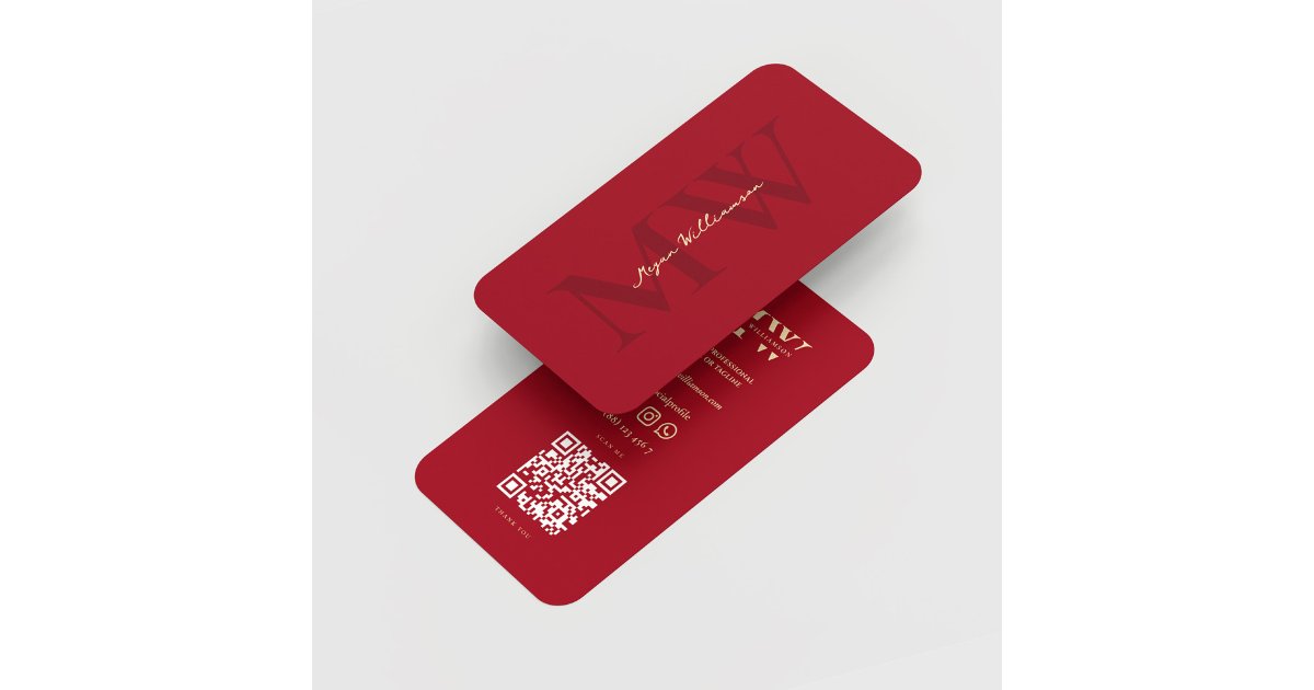Intials Red Modern Monogram Initials Professional Red Wine Business Card | Zazzle