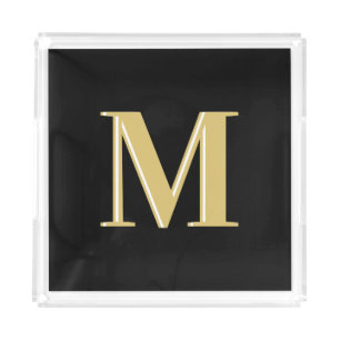 Modern monogram initials typography  acrylic tray