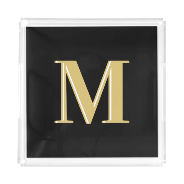 Modern monogram initials typography  acrylic tray (Front)