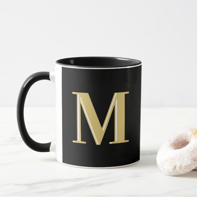 Modern monogram initials typography mug (With Donut)