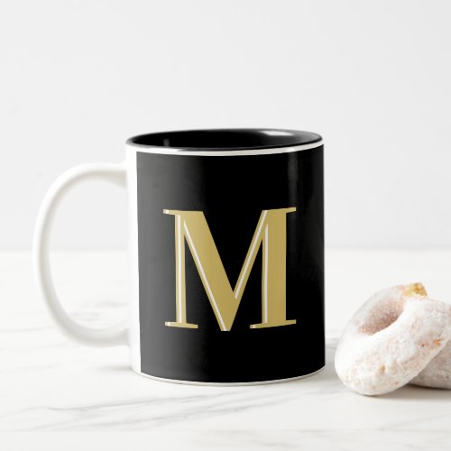 Modern monogram initials typography Two_Tone coffee mug