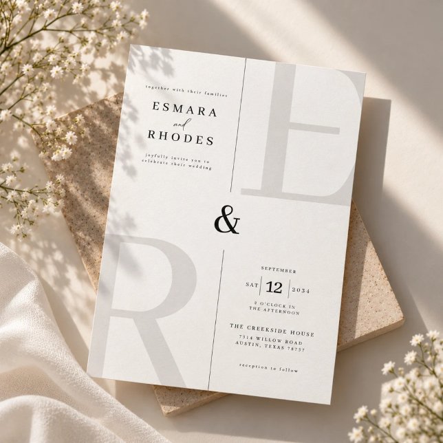 Modern Monogram Initials Wedding  Invitation (Creator Uploaded)