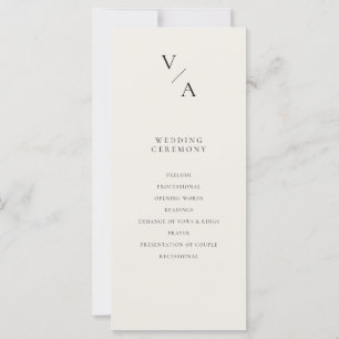 Modern Monogram Ivory Wedding Program
