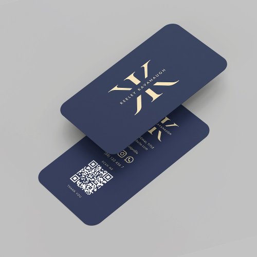 Modern Monogram K Logo Professional Dark Blue  Business Card