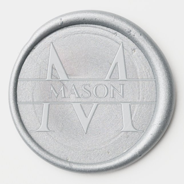 Modern Monogram Last Name and Initial  Wax Seal Sticker (Front)