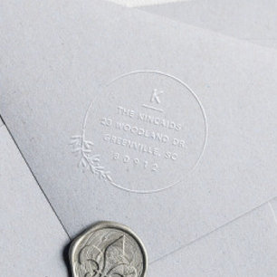 Modern Monogram Laurel Branch Return Address Embosser