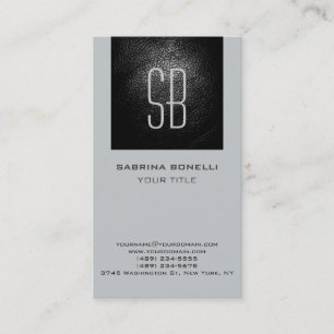 Modern Monogram Leather Stripe Business Card