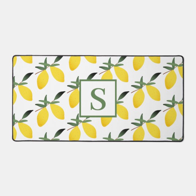 Modern Monogram Lemon Citrus   Desk Mat (Front)