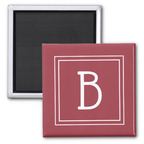 Modern Monogram Letter Initial Template Red White Magnet