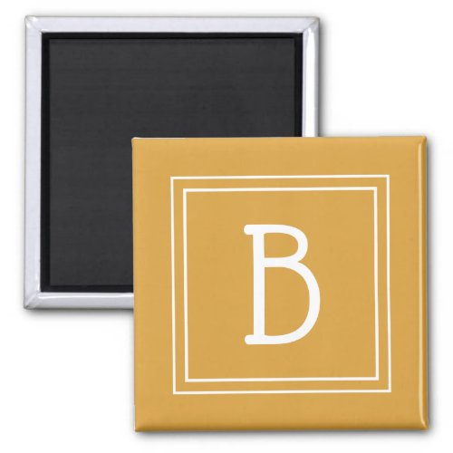 Modern Monogram Letter Initial Template Yellow Magnet