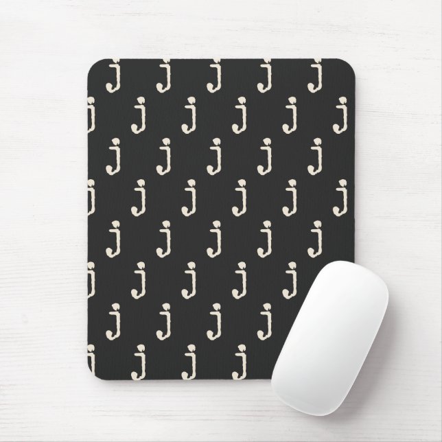 Modern Monogram Letter Typewriter Typography Black Mouse Pad (With Mouse)