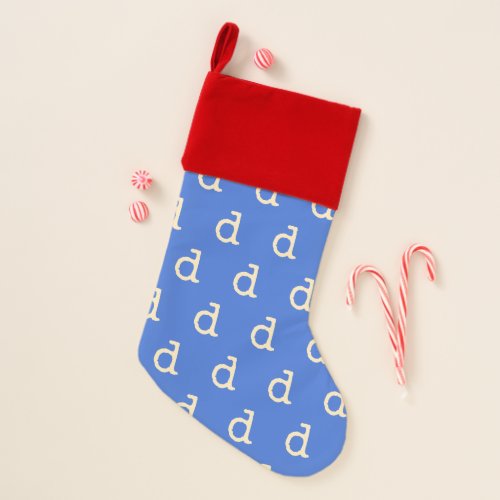 Modern Monogram Letter Typewriter Typography Blue Christmas Stocking