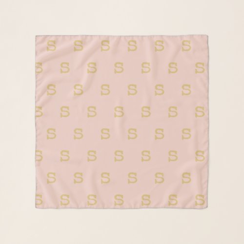 Modern Monogram Letter Typewriter Typography Blush Scarf