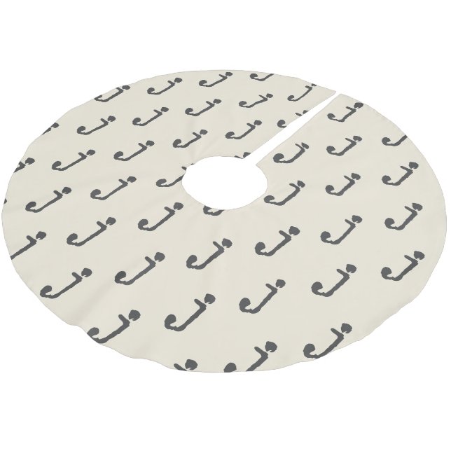 Modern Monogram Letter Typewriter Typography Cream Brushed Polyester Tree Skirt (Angled)