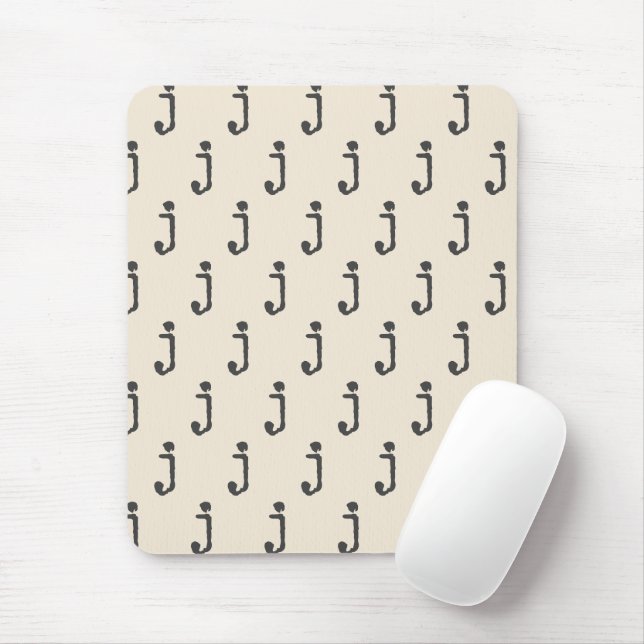 Modern Monogram Letter Typewriter Typography Cream Mouse Pad (With Mouse)