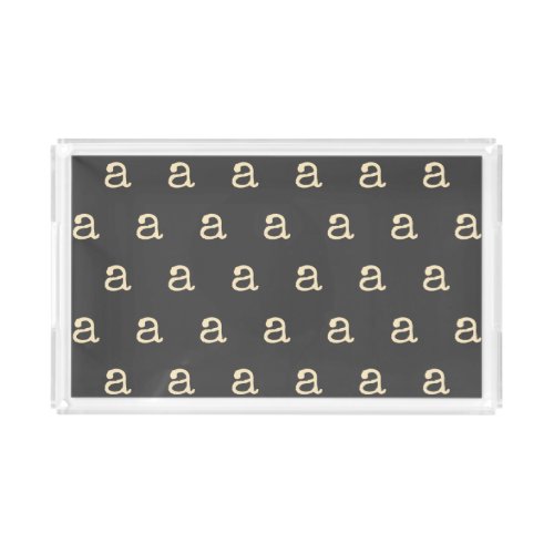 Modern Monogram Letter Typewriter Typography Gray Acrylic Tray