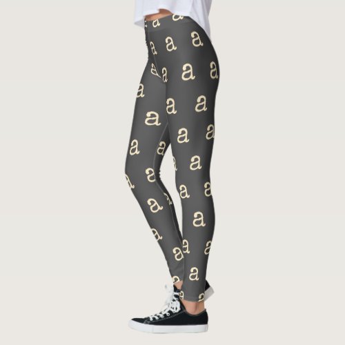 Modern Monogram Letter Typewriter Typography Gray Leggings