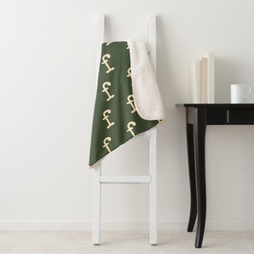 Modern Monogram Letter Typewriter Typography Green Sherpa Blanket