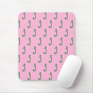 Modern Monogram Letter Typewriter Typography Pink  Mouse Pad