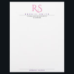 Modern Monogram Letterhead<br><div class="desc">A modern,  minimalist design. It features an initialized monogram,  name,  address,  phone and emails. Easily personalized and edited.</div>