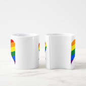 Modern Monogram LGBT Rainbow Gay Newlyweds Wedding Coffee Mug Set (Side)
