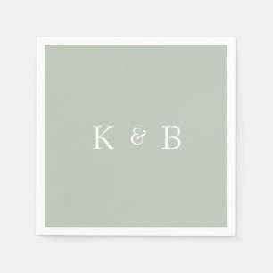 Modern Monogram Light Sage II Cocktail  Napkins