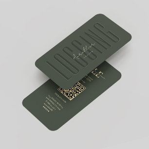 Modern Monogram Logging Logger Dark Green Gold Business Card
