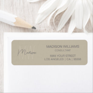 Modern Monogram Logo Beige Consultant Label