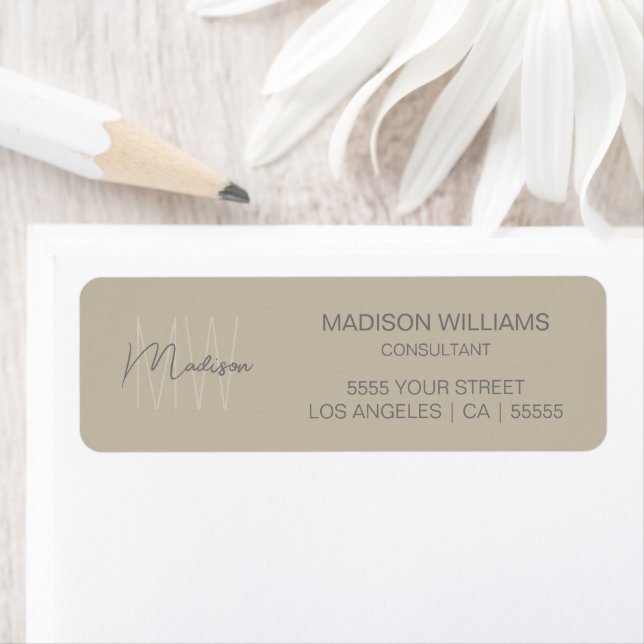 Modern Monogram Logo Beige Consultant Label (Insitu)