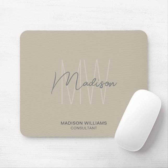 Modern Monogram Logo Beige Consultant Mouse Pad (With Mouse)