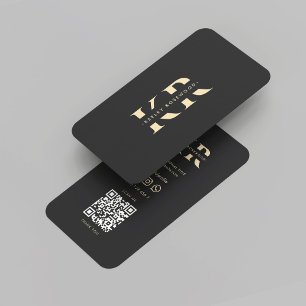 Modern Monogram Logo Black Gold Professional  Business Card