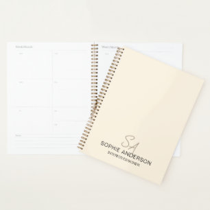 Modern Monogram Logo Cream Professional Business Planner
