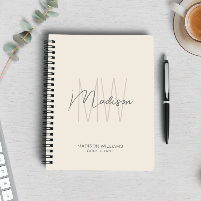 Modern Monogram Logo Cream Tan Consultant Notebook (Modern Monogram Logo Cream Tan Consultant Notebook)