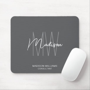 Modern Monogram Logo Gray Consultant Mouse Pad