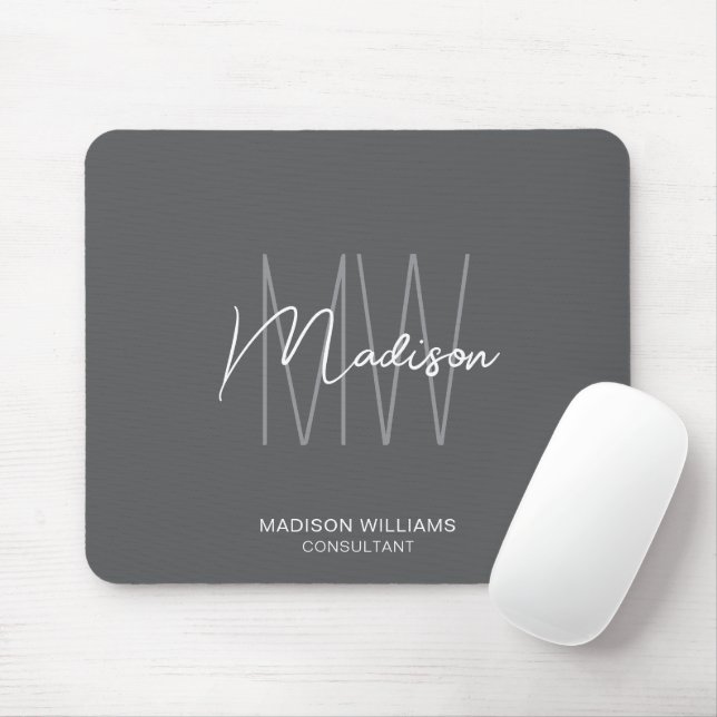 Modern Monogram Logo Gray Consultant Mouse Pad (With Mouse)