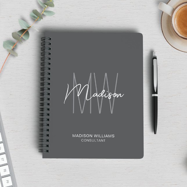 Modern Monogram Logo Gray Consultant Notebook (Modern Monogram Logo Gray Consultant Notebook)