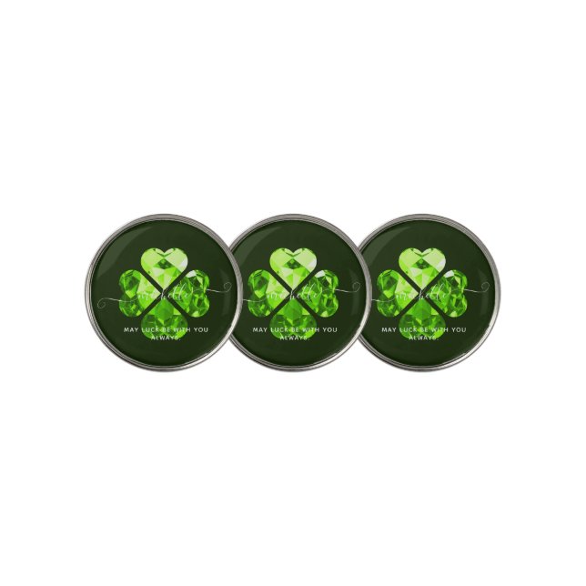 Modern Monogram Lucky Clover Lucky Golf Ball Marker (3 Up)