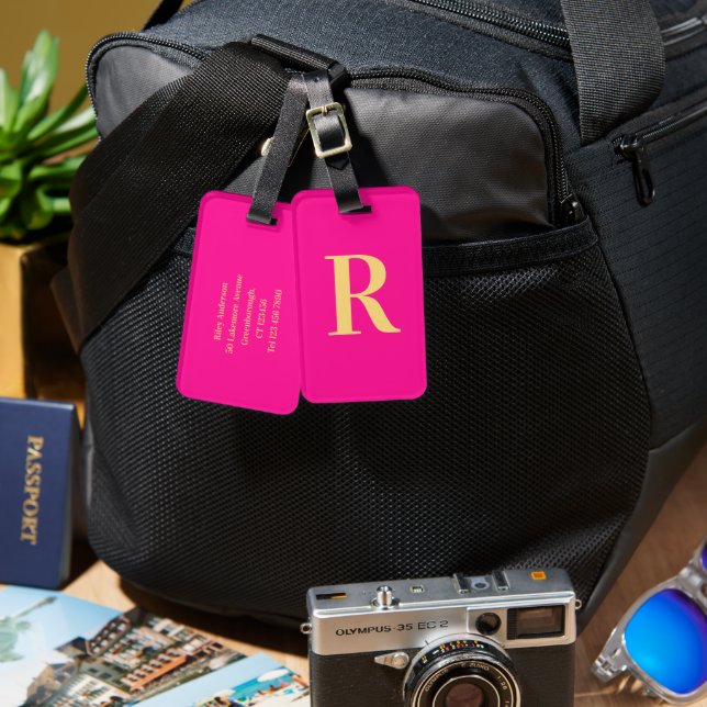 Modern Monogram  Luggage Tag (Front & Back)
