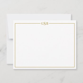 Modern Monogram Luxury Gold Personal Stationery No Note Card by CutieParty at Zazzle