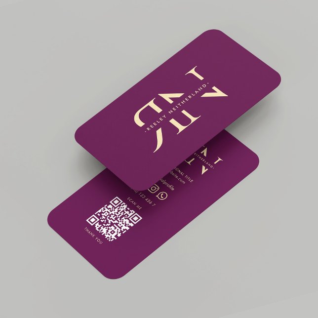 Modern Monogram Luxury Purple Gold Initials Business Card (Modern Monogram Luxury Purple Gold Initials Business Card
)