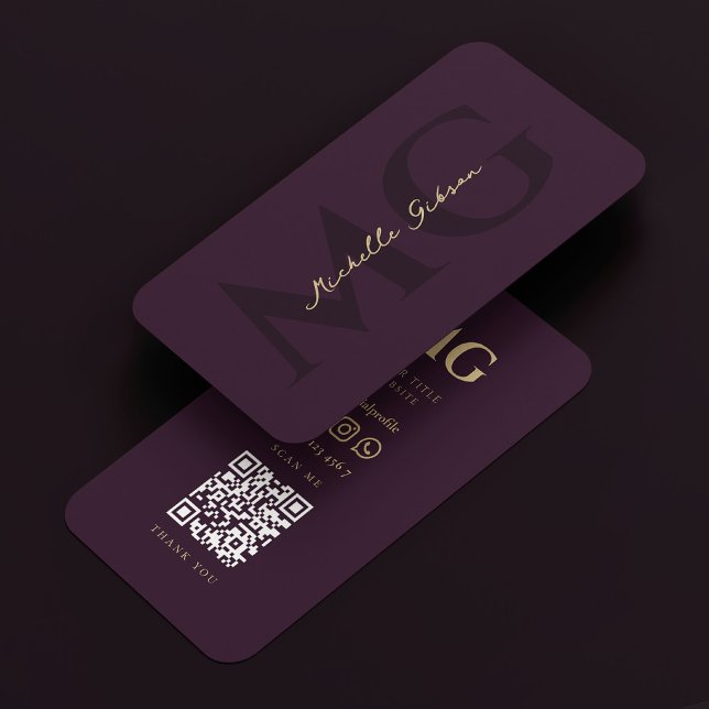 Modern Monogram Luxury Purple QR Business Card (Modern Monogram Luxury Purple QR Business Card
)