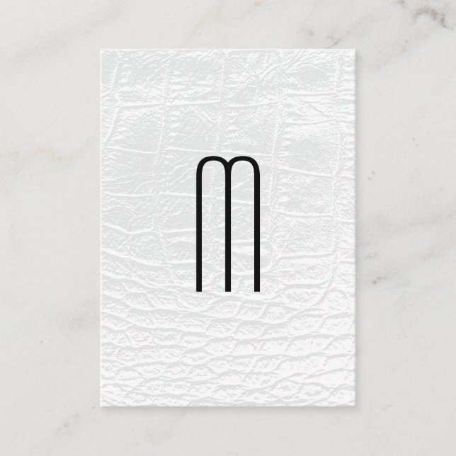Modern Monogram | Luxury White Leather Business Card (Front)