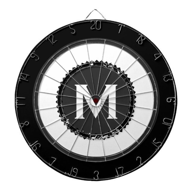 Modern Monogram Man Cave Dart Board (Front)